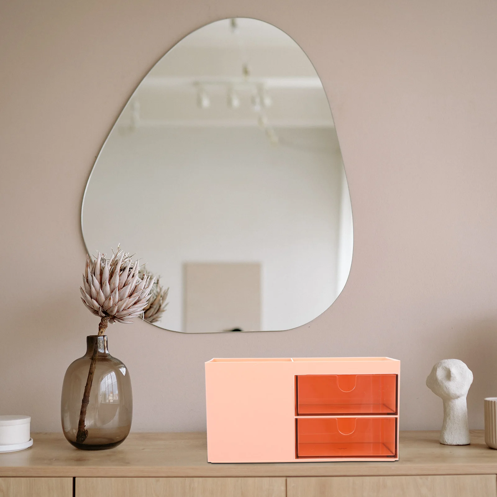 

Simple Drawer Type Makeup Storage Box Plastic Organizer Home Bathroom Desktop Holder Multi-Functional