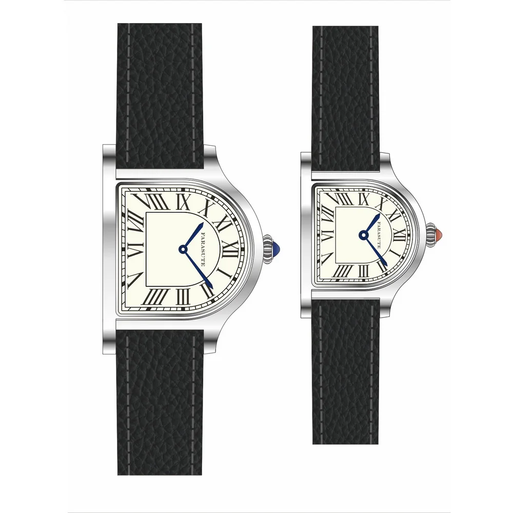 FARASUTE Couple Watch Luxury Men Quartz Wristwatch Women Watches Unique Irregular Case Shape Sapphire Mirror Roman Indexs