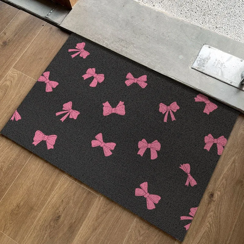 Entrance Doormat Bow Design Welcome Rug Dirt Trapping Pvc Silk Ring Carpet Anti-slip Entry Door Mats Fußabtreter Tapis D'entrée