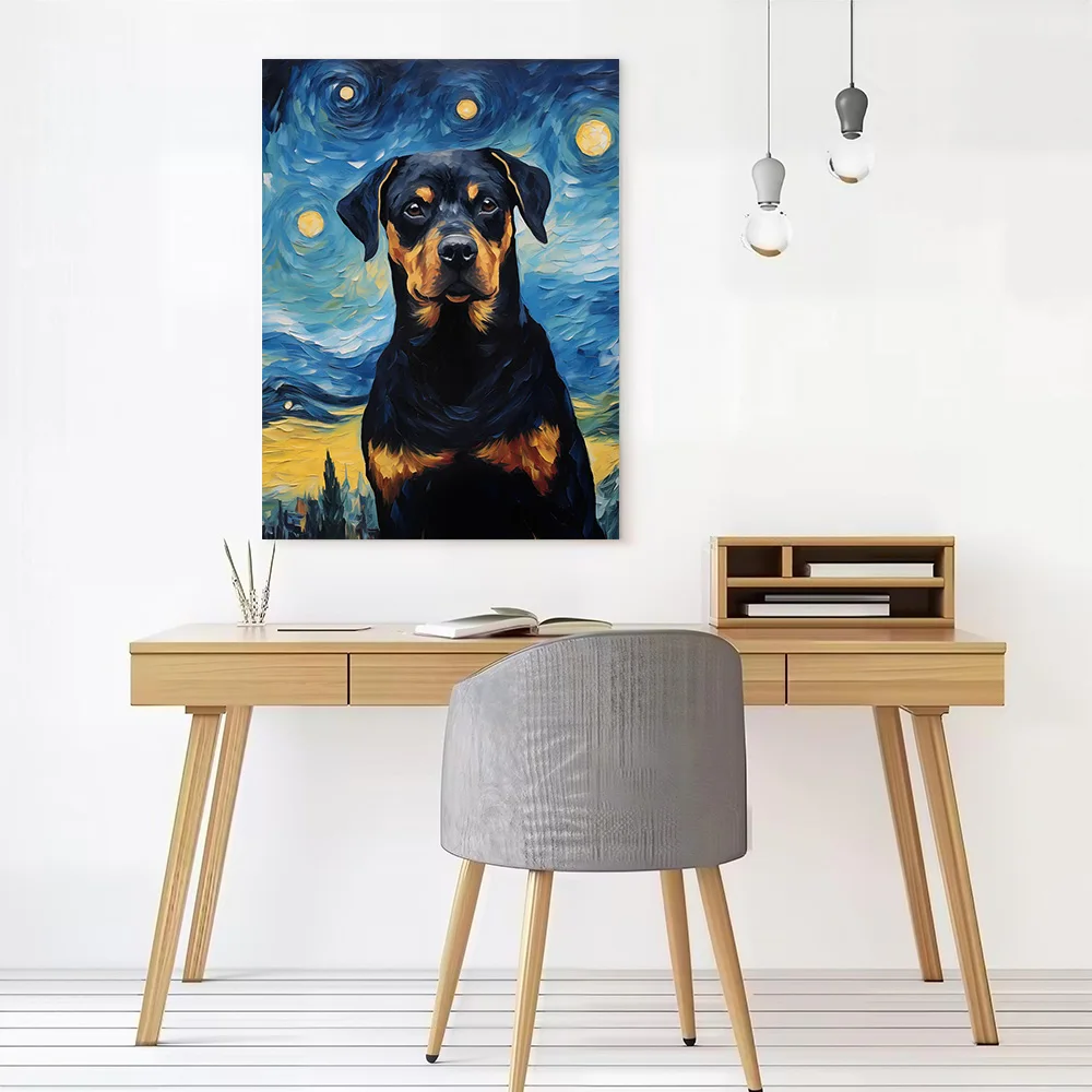 Rottweiler Van Gogh Canvas Poster Wall Art Customizable High Quality Printed Picture for Home Decor Living Room Painting Bedroom