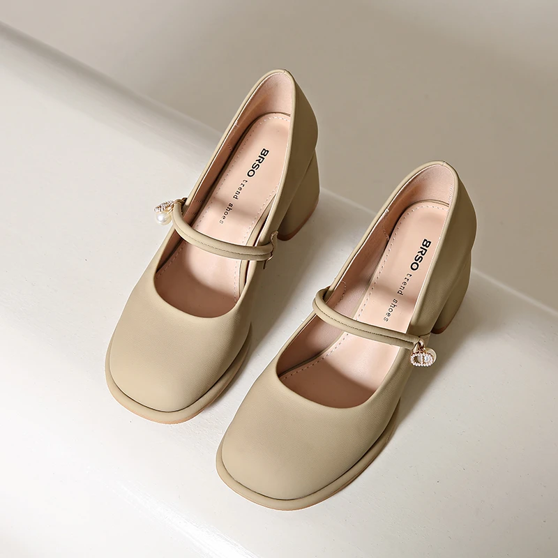 ماري جين أحذية نسائية 2025 جديد كعب متوسط عصري متعدد الاستخدامات على الطراز الفرنسي كعب عالي مكتنز حذاء فردي لطيف مع التنانير #6