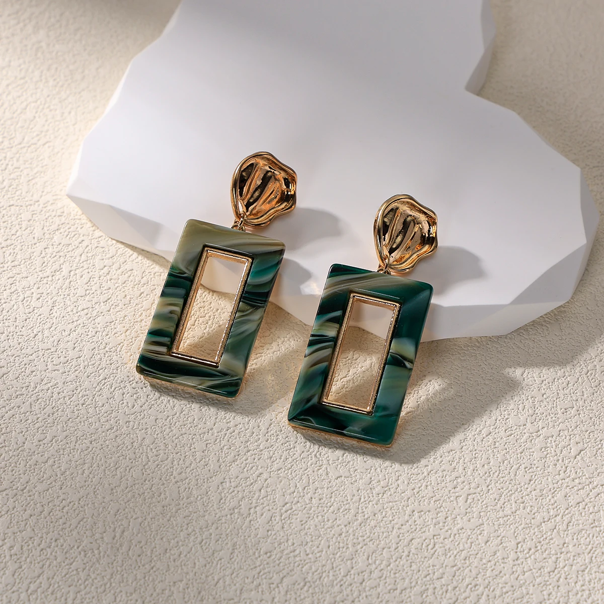 Punk style fashion acetate material geometric square earrings, for travel, vacation, Valentine's Day jewelry