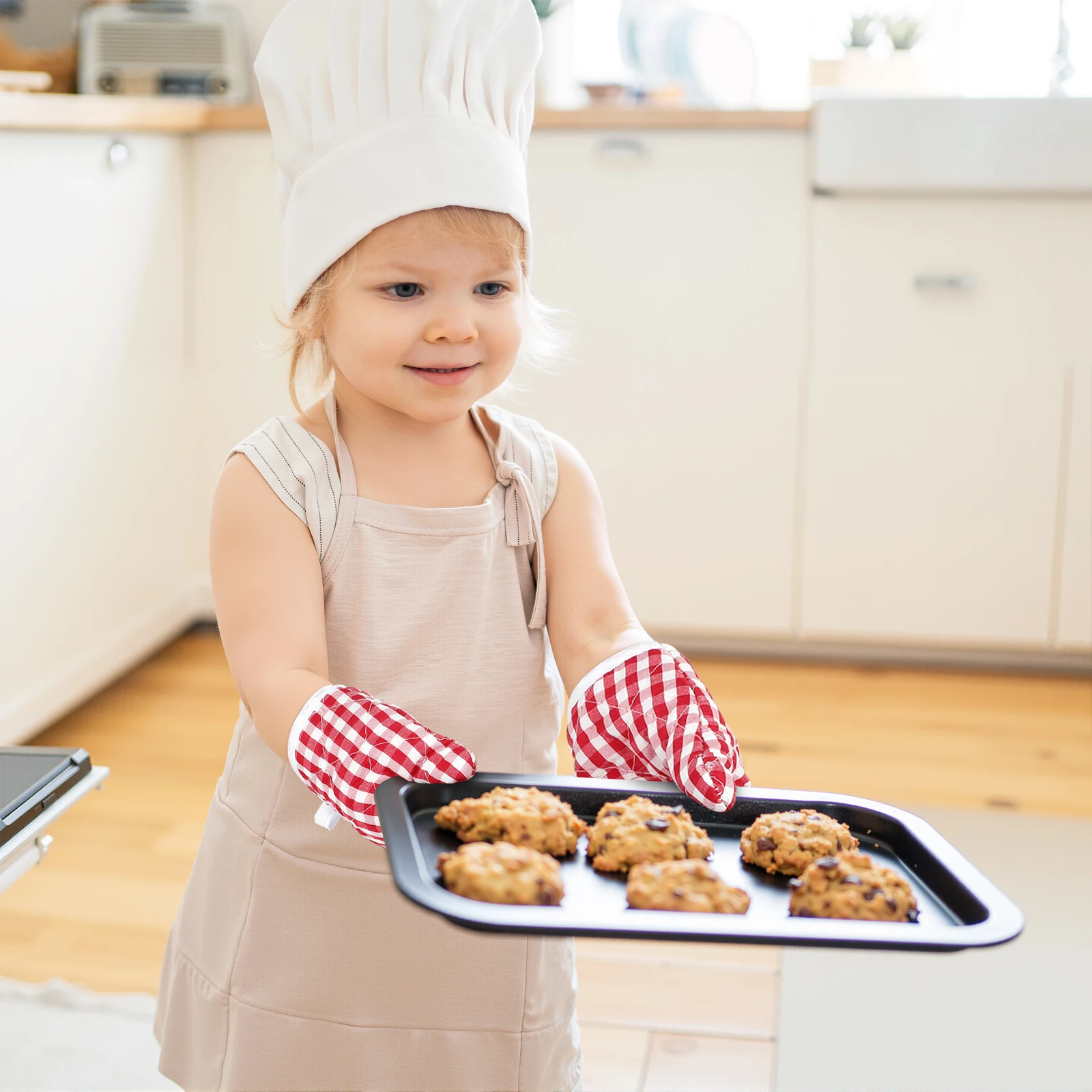 

2Pcs Heat Insulation Gloves Oven Mitts Baking Microwave Safe Non-Slip Comfortable Gift for 6-12 Years