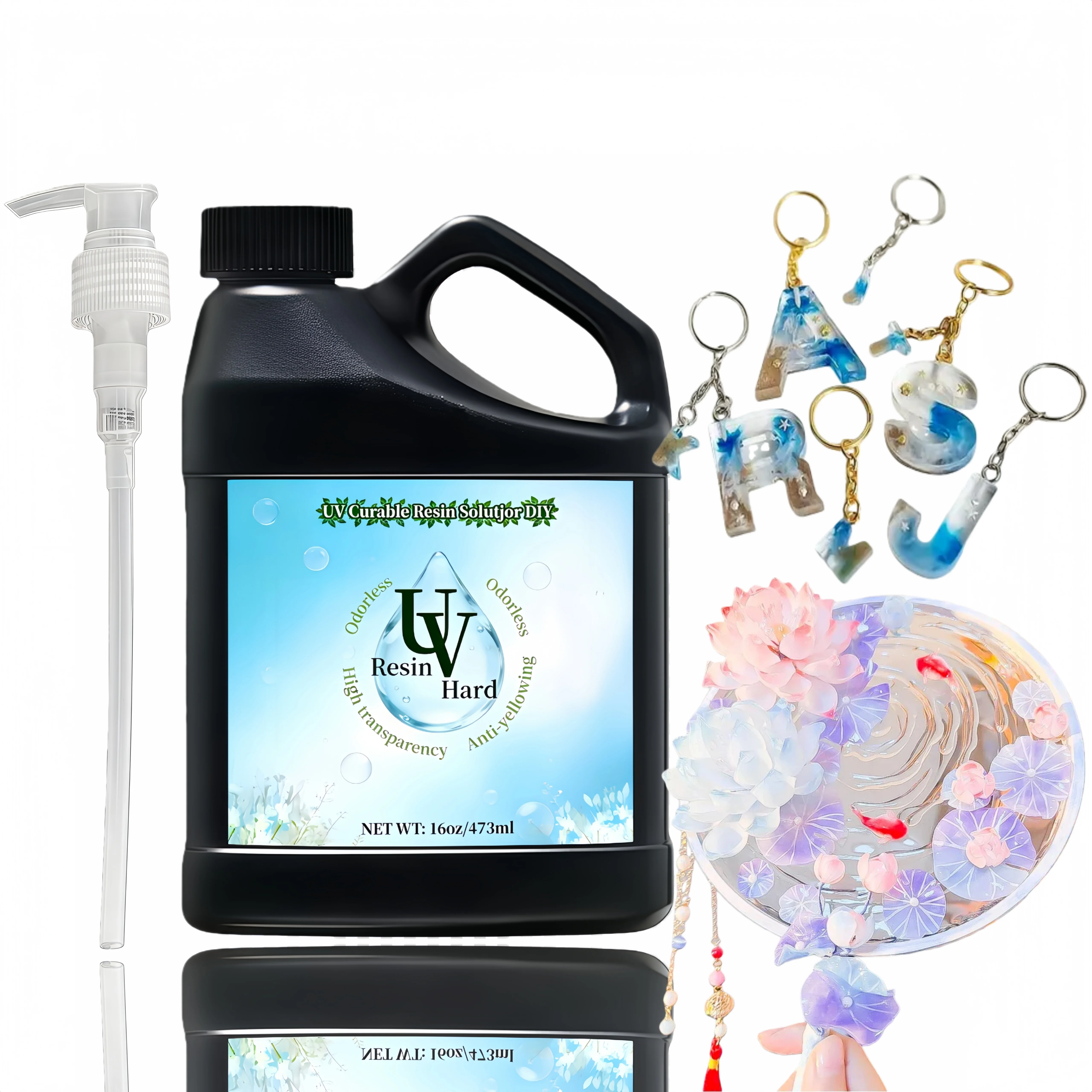 Glowing Clear Hard UV Resin Starter Kit, Pre-Mixed Epoxy Resin for Beginner Arts, DIY Lighted Jewelry Crafts, Practical Easter