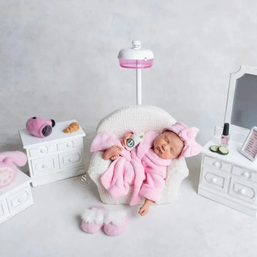 ทารกแรกเกิดการถ่ายภาพ Prop ผ้าพันคอขนแกะนุ่มเสื้อคลุมอาบน้ํารองเท้าแตะ 3 ชิ้น Fotografia เครื่องแต่งกายถ่ายภาพ Props เสื้อผ้า