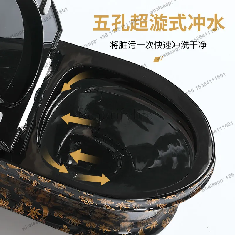 Household black ceramic color siphon super whirlpool toilet silent deodorant toilet