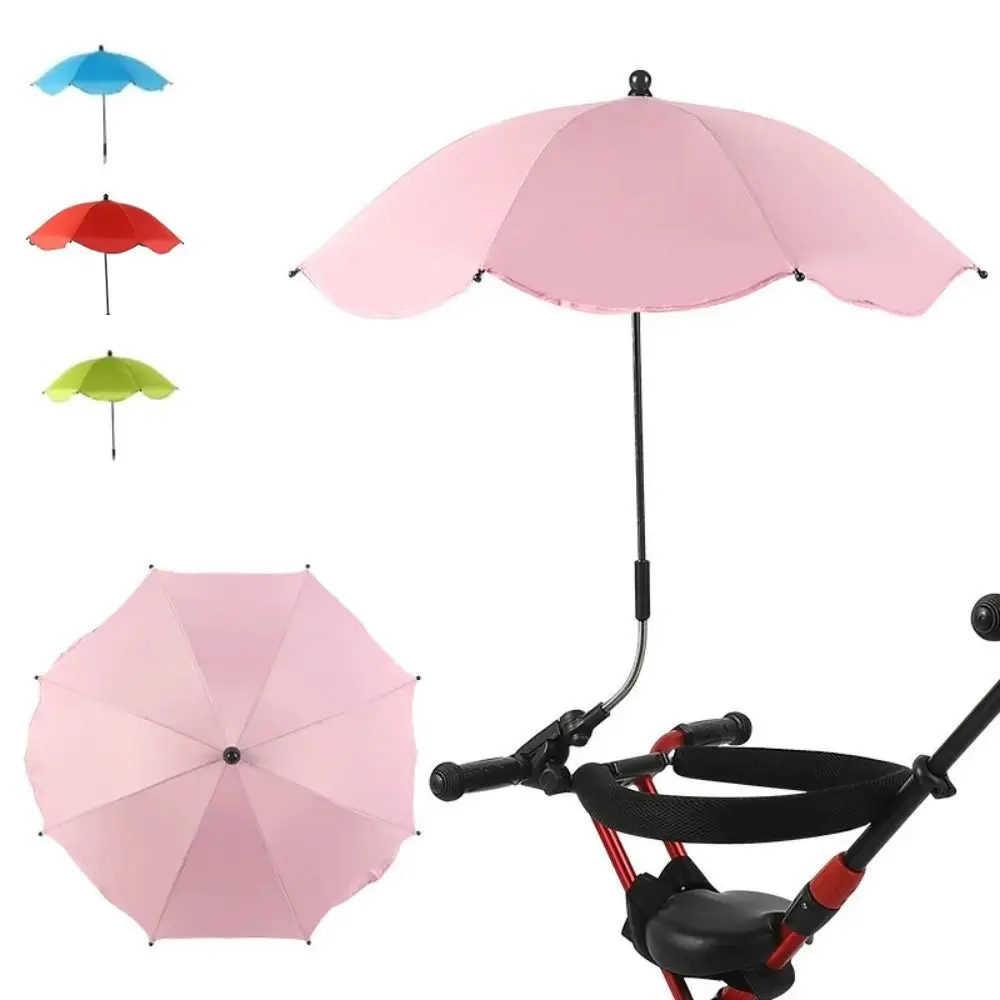 Adjustable Clamp Stroller Umbrella UV Sunshade Portable Pram Umbrella Manual Open Durable Frame Stroller Parasol Outdoor Use