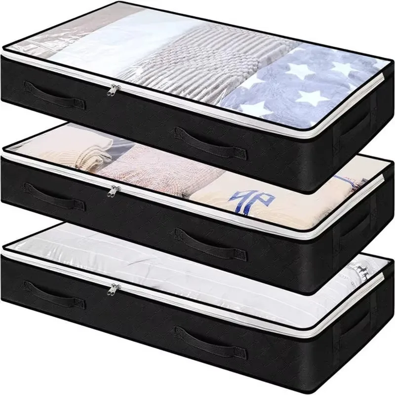 Underbed Quilt Storage Bag Large Capacity Non-woven Foldable Clothing Sorting Bag Dustproof Storage Box Wardrobe Organizer