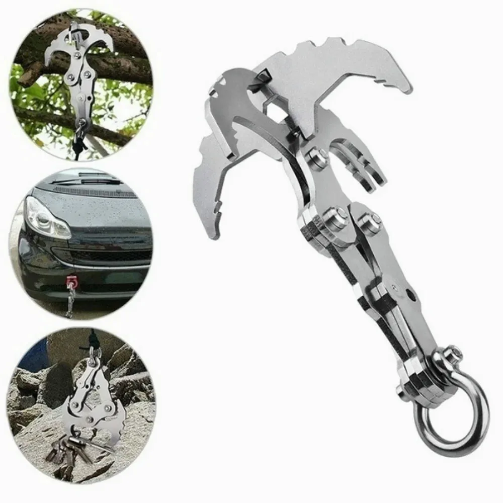 

Folding Grappling Hook Multifunctional Stainless Steel Survival Outdoor Climbing Claw Carabiner Camping Gear Multitool Edc Gear