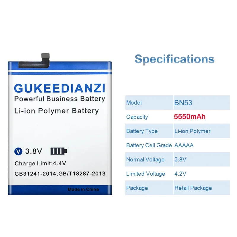 BN53 Mobile Phone Battery For Xiaomi Redmi note 9 Pro note9 Pro 5550mAh High Capacity