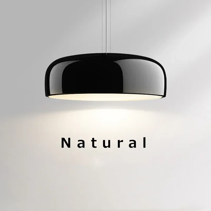 Modern Black Pendant Light Round Aluminum Lampshade Dining Table Lights Room Decor Kitchen Minimalist White Hanging Lamps