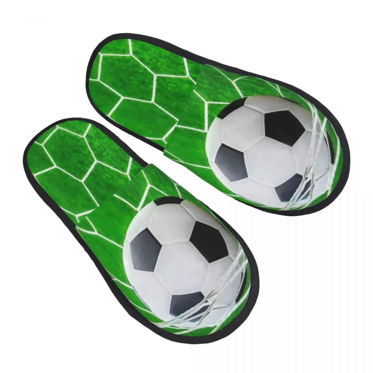

Custom Football Pattern Comfy Scuff Memory Foam Slippers Women Soccer Ball Hotel House Shoes