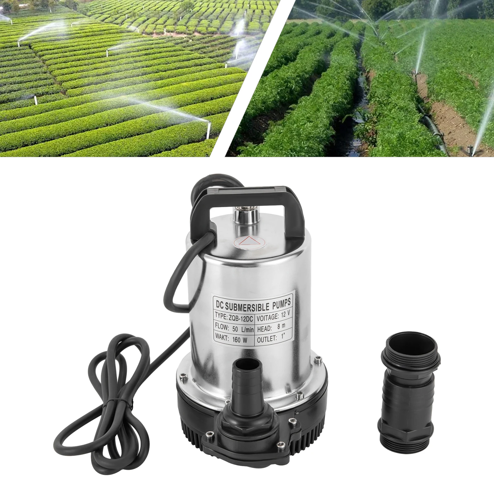 12V 160W Submersible Water Pump Drain Septic Sump High Delivery Pressure For Fish Farm Stainless Steel Pumping