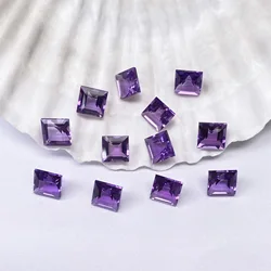 Wholesale 10pcs/pack Genuine Amethyst Brilliant-cut Cabochon 4mm 5mm Square Gemstone Ring Face For Jewelry DIY
