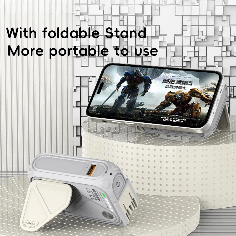 For IPhone Samsung Xiaomi 20000mAh Magnetic Wireless Power Bank Stand 10000mAh Portable USB Cable Fast Charging External Battery