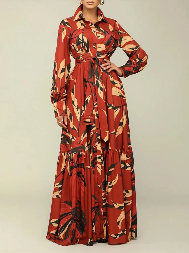 

Summer Dress Casual Fashion Printed Temperament Dresses Women's Comfortable And Long Sleeved Long Skirt Festival Dress Up Party