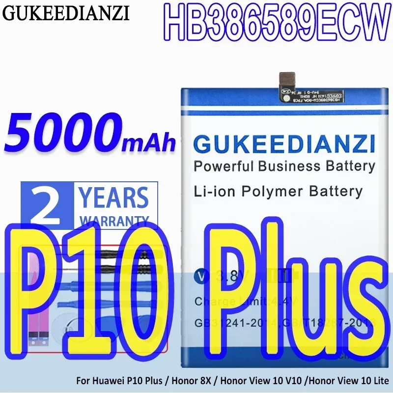 GUKEEDIANZI Phone Battery HB386589ECW  5000mAh For Huawei P10 Plus for Honor 8X View 10 V10 Mate 20 Lite Nova 3 4 Batteries Tool