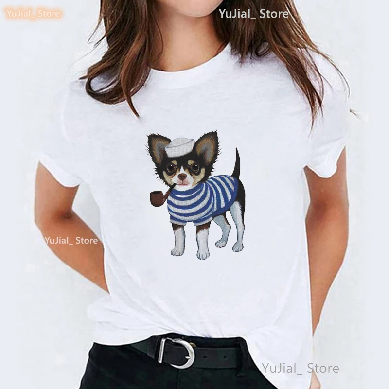 Pug/Dachshund/Chihuahua Animal Print Tshirt Girls Kawaii Dog Lover T Shirt Women Harajuku Shirt Summer Short Sleeve T-Shirt