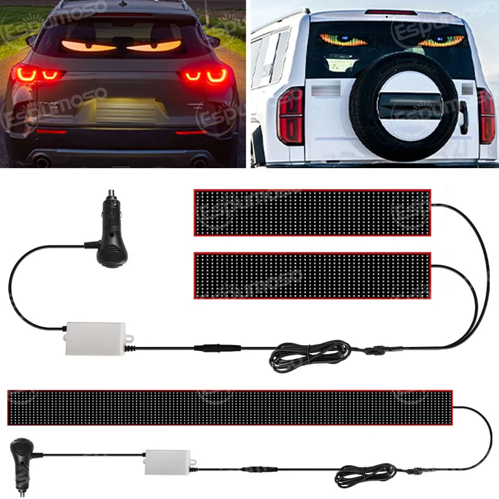 Devil‘s Eyes LED Panel Screen Light Remote Control Scrolling Animation Display 12V 24V LED Screen Light for Car Truck Windshield