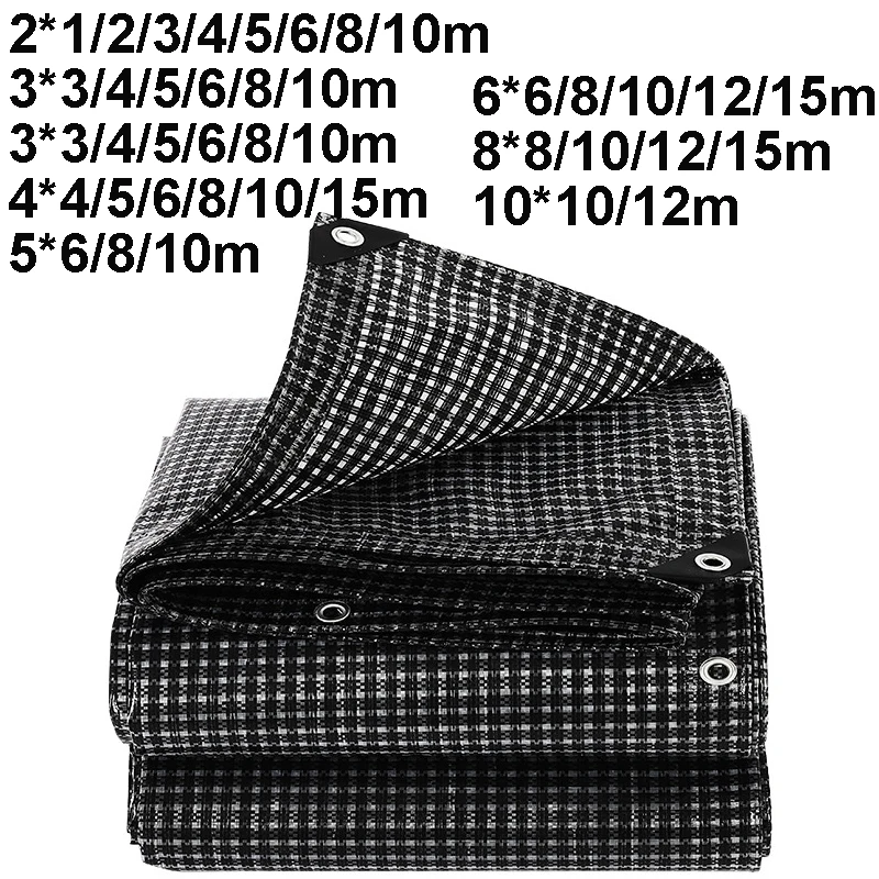 Thicken Tarpaulin 2*1 4*4 6*6 8*8 10*10m Large Waterproof Shade Anti-UV Tarp Tent Camping Canopy Black White Rain Awning Outdoor