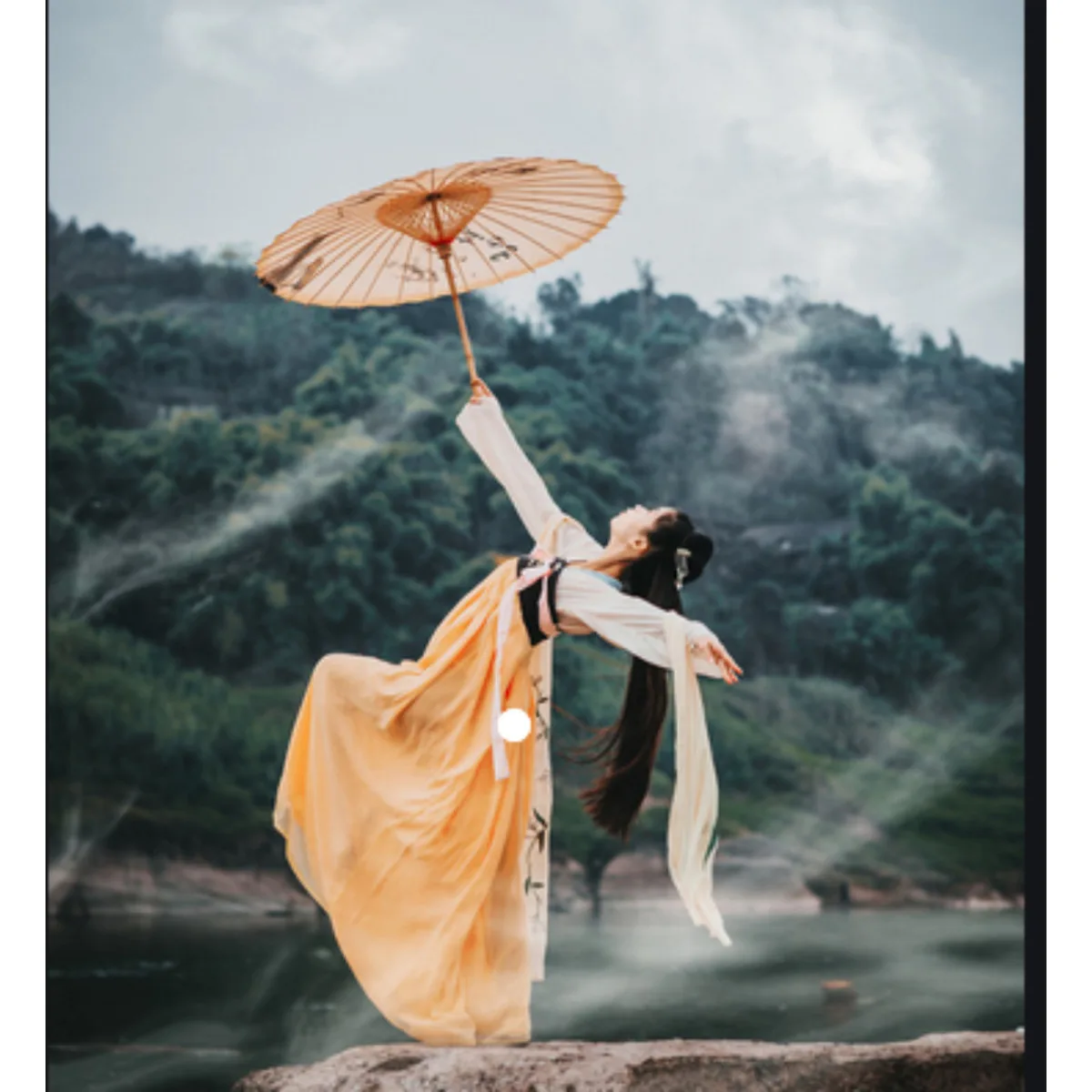 Ancient Lotus Flower Umbrella for Women Hanfu Antique Oil Paper Umbrella Photography Props Dance Performance Parasol