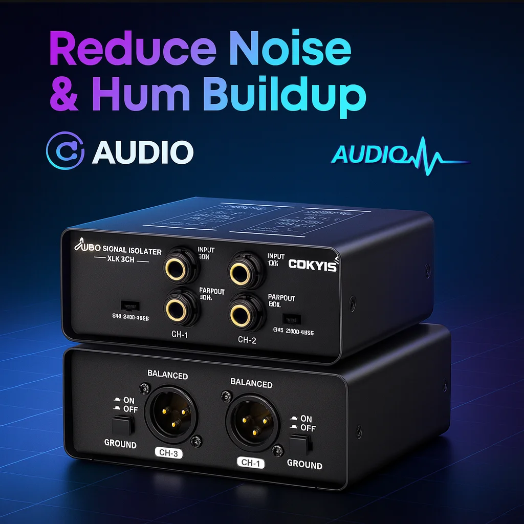 Professional XLR 2-Channel Audio Isolator | Ground ON/OFF Switch | High Impedance 50KΩ | Clean Balanced Sound Filter