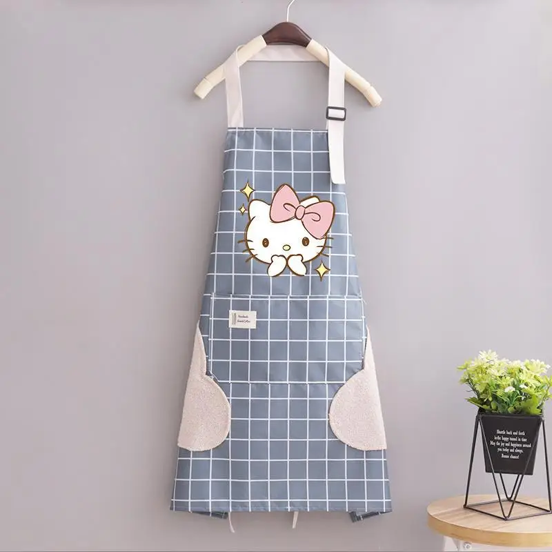 Sanrio Kawaii Hello Kitty Women\'s Apron Anime Pattern Waterproof Aprons Kitchen Household Pinafore Oil Proof Kitchen Supplies