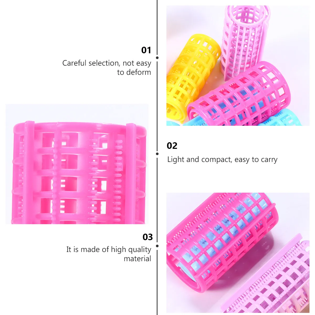 

20Pcs Plastic Hair Rollers No Heat Curlers Self Grip for Medium Long Short Straight Thick Fine Hair Lightweight Compact Multi