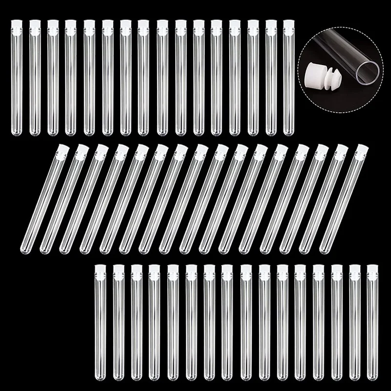 30 Pack Plastic Tubes with Caps, 16x150mm(20ml) Plastic Test Tubes for Lash Wands, Party Supplies, Scientific Experiments