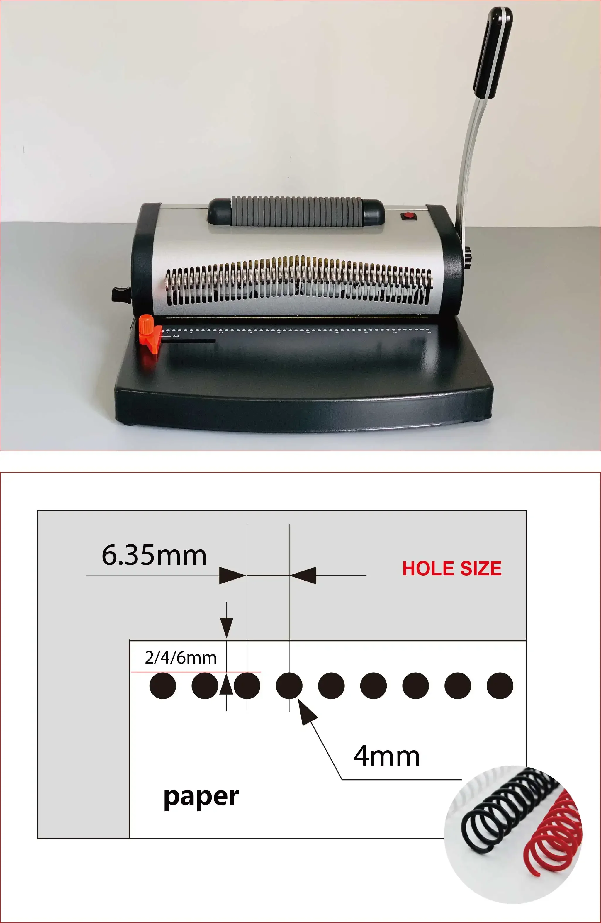 CY-C628 industrial book binding machine mini cof COIL binding machine for 20 sheets 70g paper