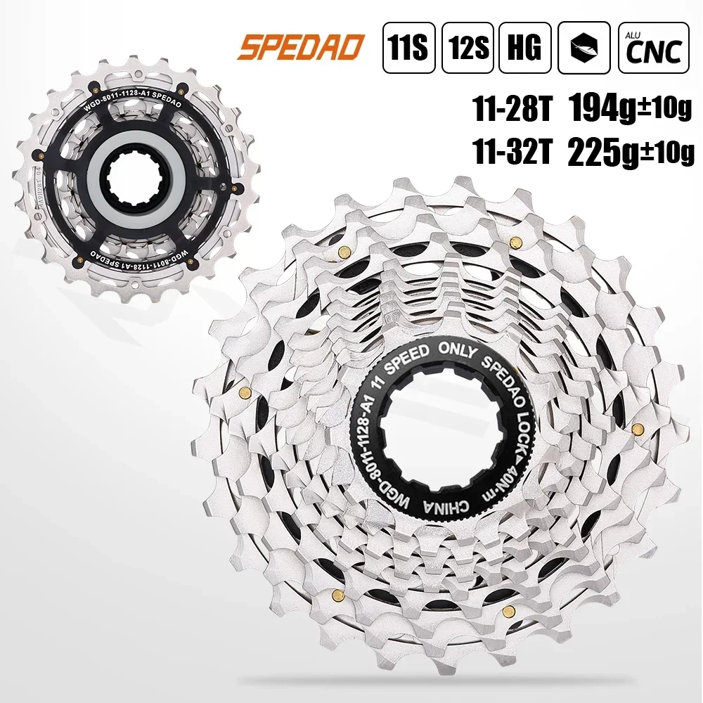 

SPEDAO 11-12S Road Cassette 11-28/32T CNC K7 HG Freewheel 11V/12V Compatible Bicycle Drivetrain Components