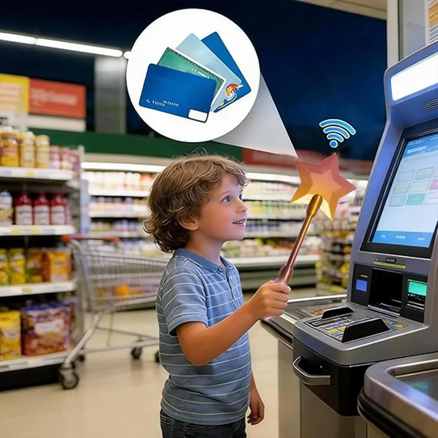 3D Printed Credit Card Wand Tap To Pay Wand,Star Magic Wand Contactless Payment Card Holder for  Payments(Golden Yellow)