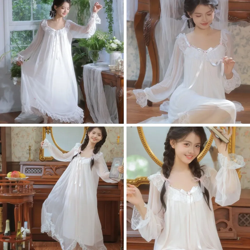 

2025 Vintage Princess Nightgown: Modal Gauze, Long Sleeve Ankle-Length Nightdress for Girls