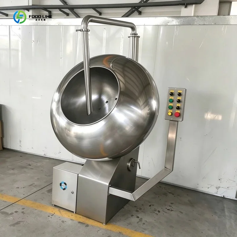 Well Designed Flavour Colour Powder Cocoa Peanut Chocolate Almond Sugar Coating Spray Machine With Heater FL Customized