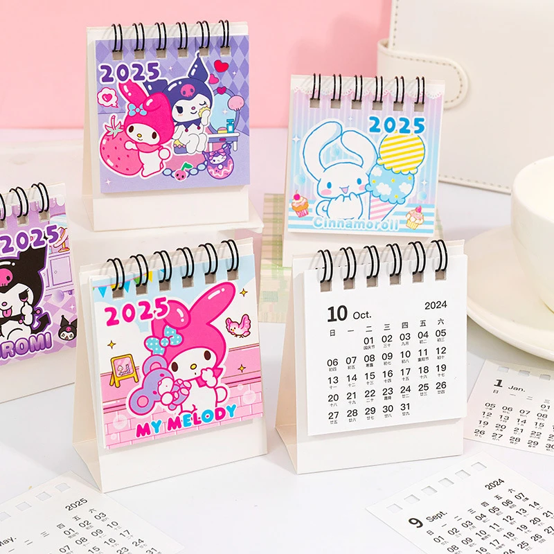 2025 Desktop Paper Mini Calendar Dual Daily Scheduler Table Planner Yearly Agenda Organizer Melody Kuromi Cinnamoroll Christmas