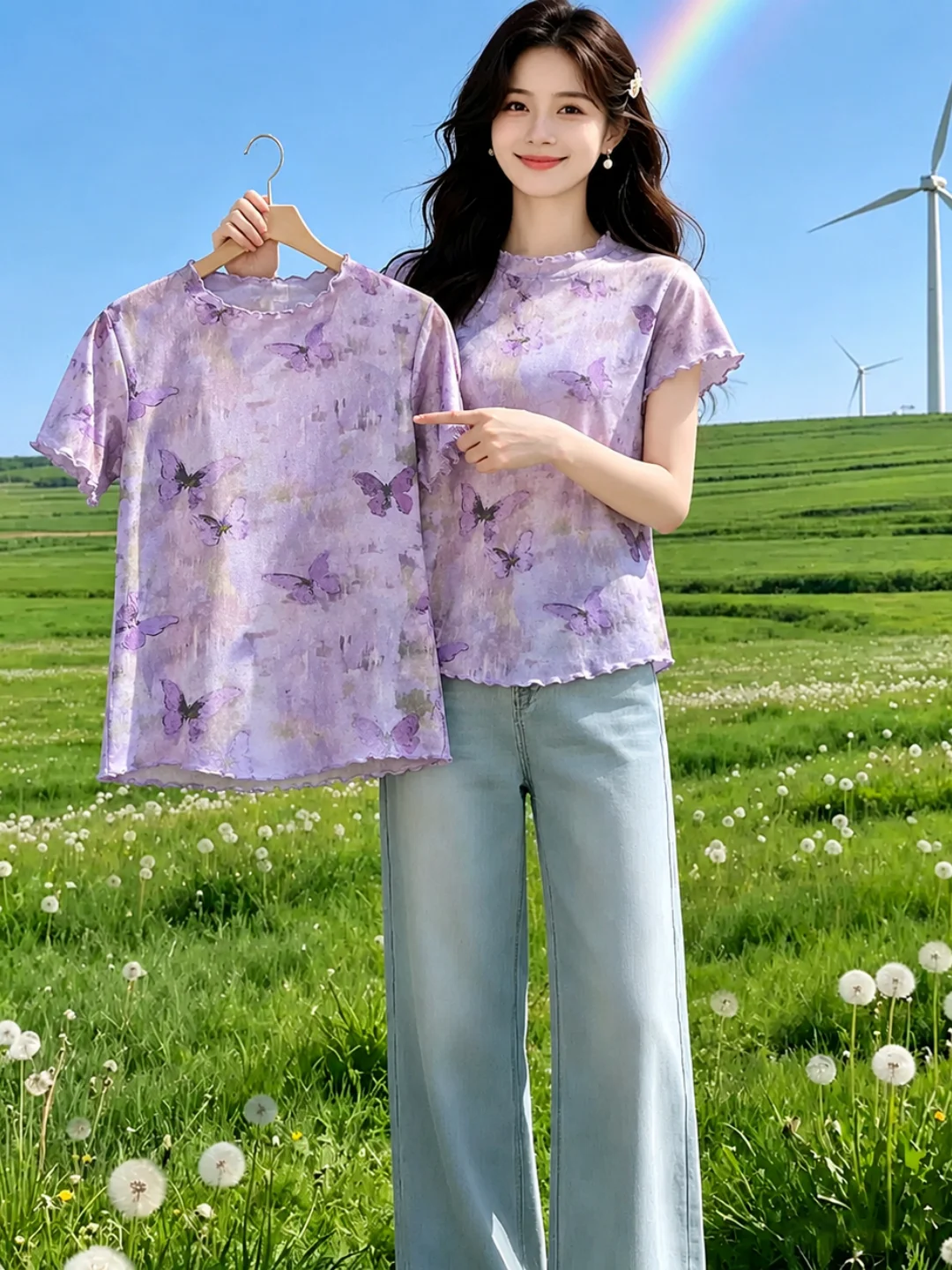 

Fashion Slim Fit Print Lightweight Short Sleeve T-Shirt Soft Summer Casual Style Women's Top Versatile And Stylish