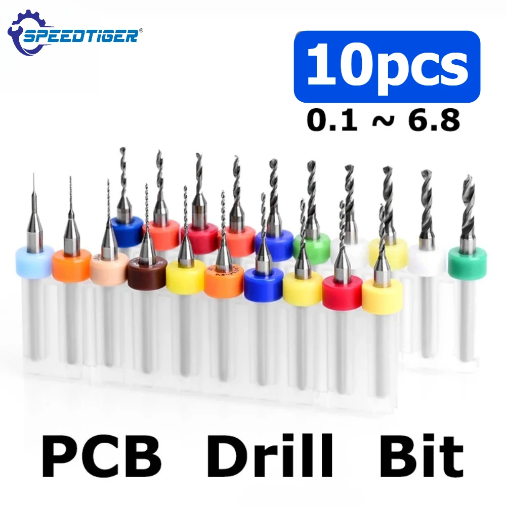 SPEEDTIGER 10Pcs Lot PCB Micro Drill Bits 3.175 Shank 0.1 To 6.8mm Diameter DIY CNC  for Print Circuit Board for Jewelry Making