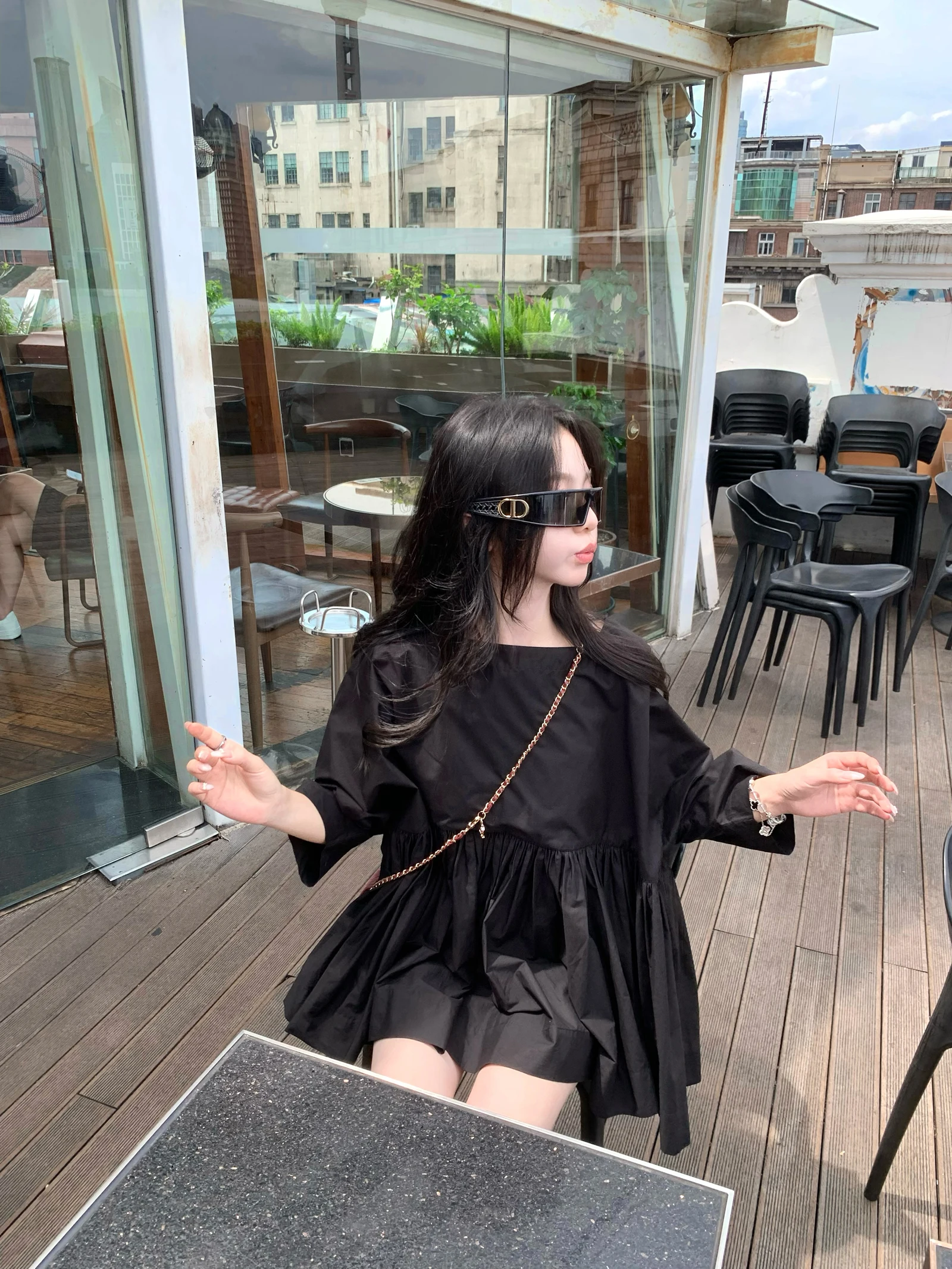 

Японская женская футболка свободного кроя с оборками и круглым вырезом, в стиле ретро, из хлопка, повседневная, летняя, дышащая