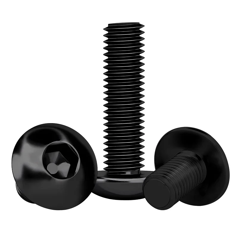 برغي سداسي برأس مظلة من الفولاذ المقاوم للصدأ 304 باللون الأسود، برغي برأس مسطح، مسمار برأس مستدير برأس فطر M2-M8 #2