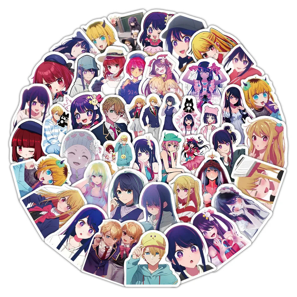 10/60PCS OSHI NO KO Stickers Funny Animation Sticker Cartoon Kids Toys Luggage Laptop Phone Guitar Car Bike Skateboard Decals