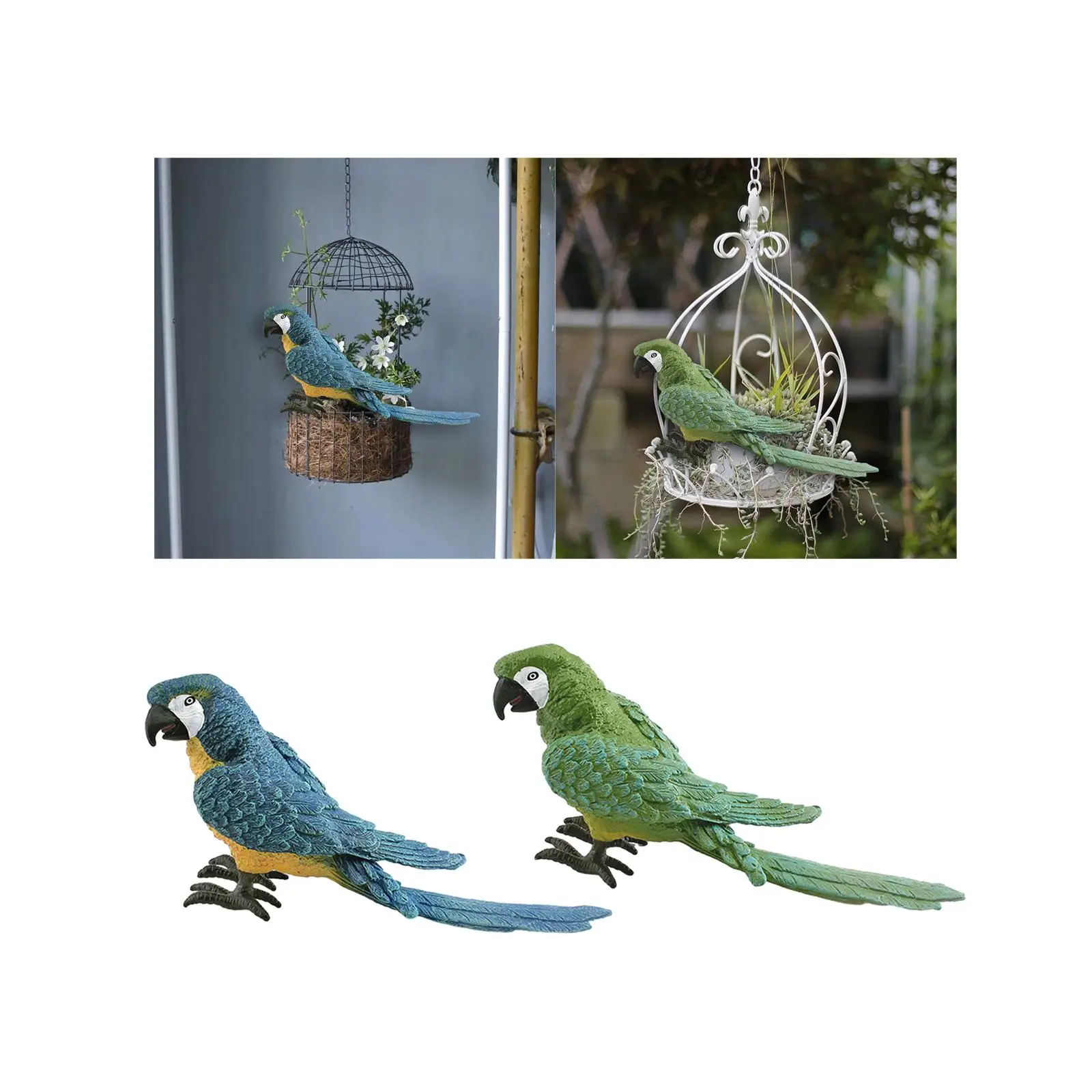 Artificial Parrot Statue Fairy Garden Accessories Cute Lifelike Artificial Parrot for Lawn Indoor Outdoor Porch Yard Decor