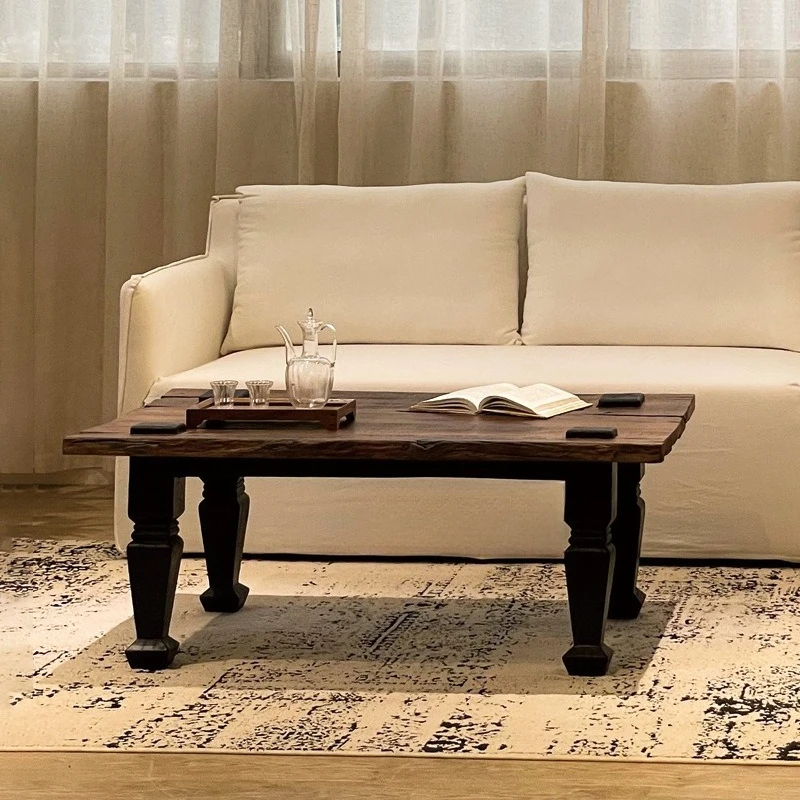 Wabi wind room low coffee table solid wood medieval rectangular coffee table B B elm coffee