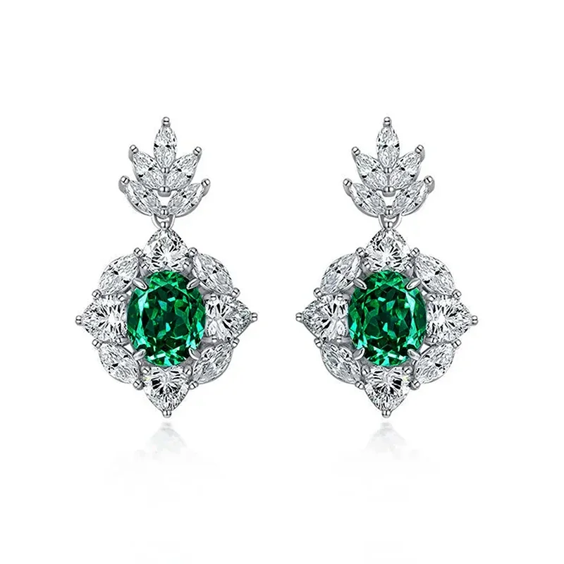 2024 Gorgeous Women\'s Green Cubic Zirconia Earrings for Engagement Wedding Sparkling Dangle  Elegant Lady Jewelry Gift