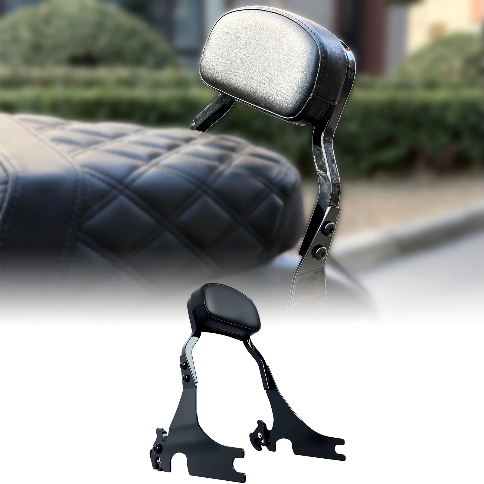 

For Harley Davidson Sportster XL XL883 883 1200 Forty Eight 48 2004-23 Motorcycle Short Passenger Seat Sissy Bar Shelf Backrest
