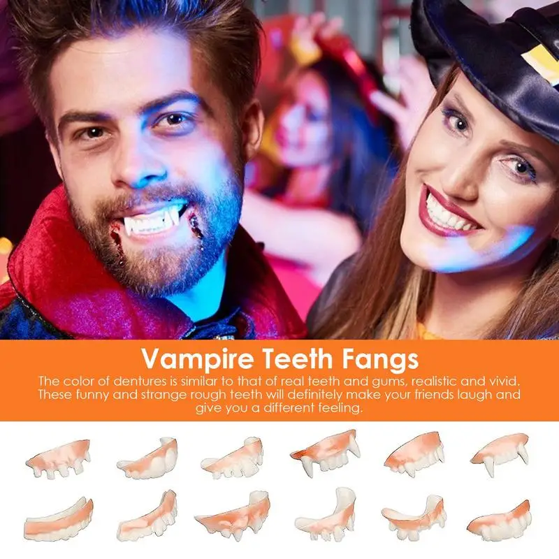 2024 Halloween Decor Simulation Teeth Prank Toys Halloween Cosplay Prop Vampire Zombie Devil Dentures Halloween night supplies