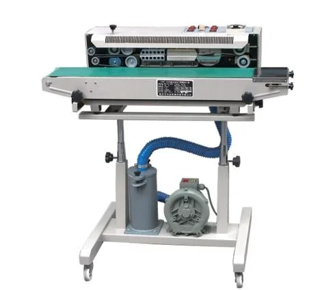 DBF-1000 Air Inflation Continuous Band Sealer Machine Plastic Bag Sealing Machine Clutch Neumatic To Plastic Machine 25pcs/min