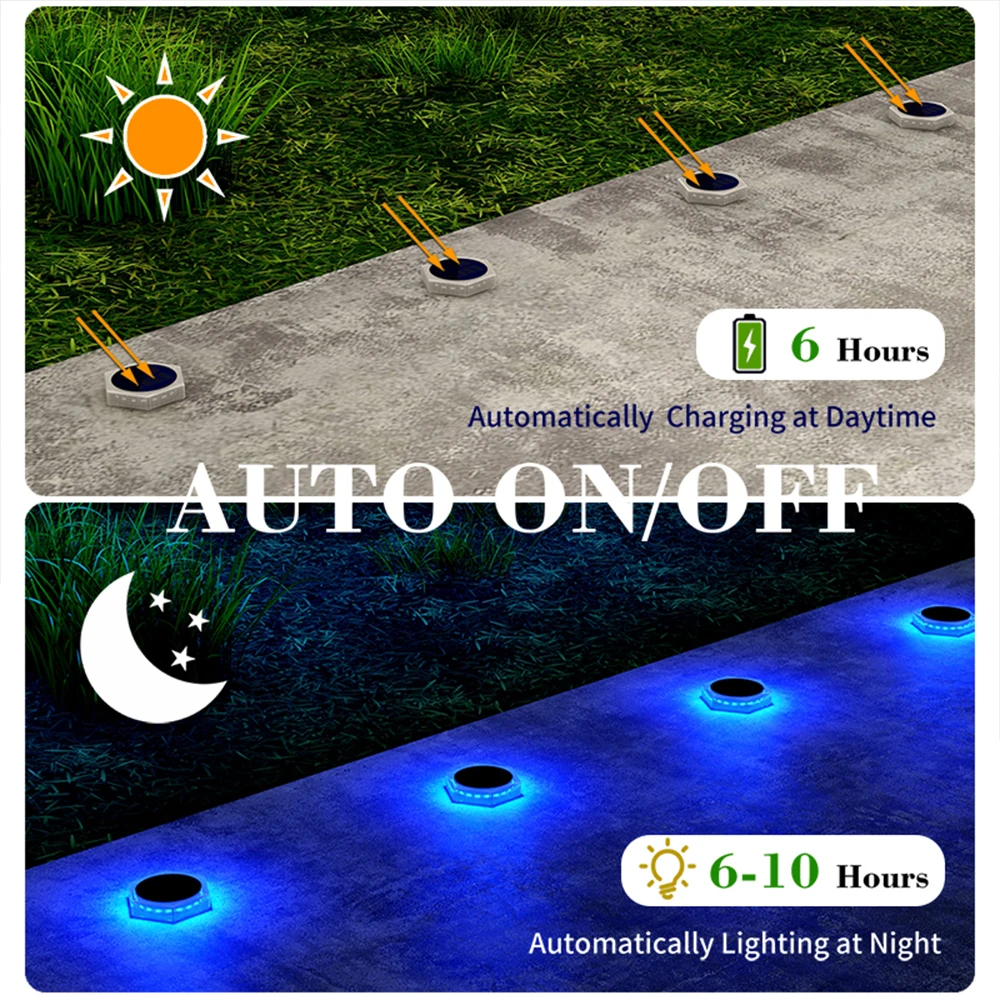 Solar LED Outdoor Deck Lights IP68 Waterproof Garden Step Lighting Auto On/Off Stairs Patio Pathway Yard Fence Wall Lamp