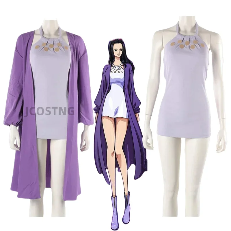 Anime ONE PIECE Nico Robin Purple Dress Coat for Women Girl Sexy Uniform Cosplay Costume Halloween Party Performance Clothing PA