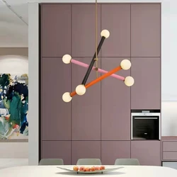 Minimalist Colorful Chandelier Art Deco Dining Room Parlor Hanging Lamp Bedroom Shop Lighting G9