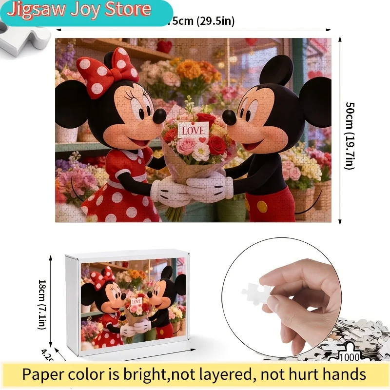 2D plat, 1000 stuks Disney Mickey & Flower Shop puzzel - Valentijnsdag cadeau geschikt voor &, puzzeluitdaging, kamerdecoratie (slaapkamer